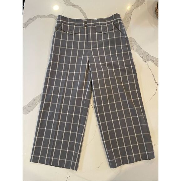Cartonnier Anthropologie Gray Gridlock Checkered Crop Pants Sz 6 - Picture 1 of 9